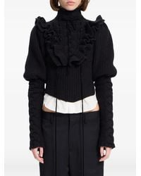 Ann Demeulemeester - Pullover Mit Zopfmuster Und Rüschendetail - Lyst