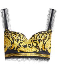 Versace - Barocco-Print Silk Bralette - Lyst