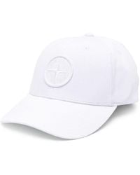 Stone Island - Baseball Hat In White Reps With Logo - Lyst