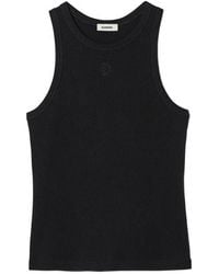 Sandro - Logo-Embroidered Ribbed Tank Top - Lyst