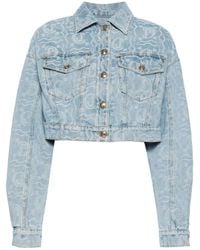 Just Cavalli - Logo-Jacquard Cropped Denim Jacket - Lyst
