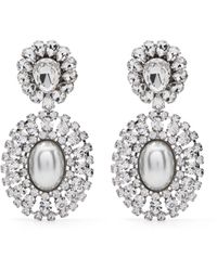 Alessandra Rich - Crystal-embellished Oval Drop Earrings - Lyst