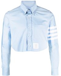Thom Browne - 4-bar Stripe Cropped Cotton Shirt - Lyst