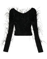 Cult Gaia - Ostrich-feather V-neck Blouse - Lyst