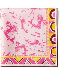 Prada - Printed Silk Twill Scarf 55 X 55 Cm - Lyst