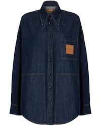 Missoni - Cotton Denim Overshirt With Logo Patch - Lyst
