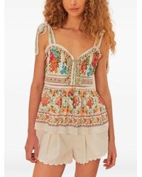 FARM Rio - Floral Lace-Trimmed Top - Lyst