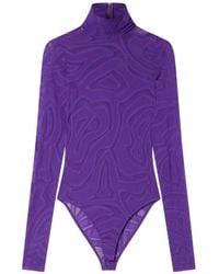 PUCCI - High-Neck Jacquard Tulle Bodysuit - Lyst