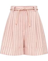 Zimmermann - Alchemy Braided-Belt Striped Shorts - Lyst