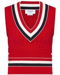 Thom Browne - Stripe Cable Vest - Lyst