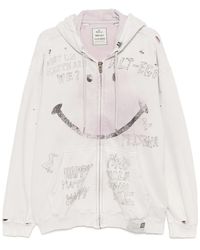 Maison Mihara Yasuhiro - Bleached Smily-Face-Print Zip-Up Hoodie - Lyst