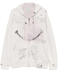 Maison Mihara Yasuhiro - Sudadera descolorida con capucha y motivo de carita sonriente - Lyst