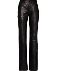 Marine Serre - Crescent Moon-Print Leather Trousers - Lyst