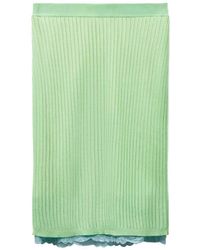 Versace - Lace-Trim Viscose-Blend Ribbed Knit Midi Skirt - Lyst