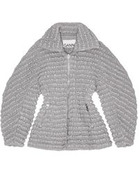 Ganni - Giacca Con Trama Texturizzata E Zip - Lyst
