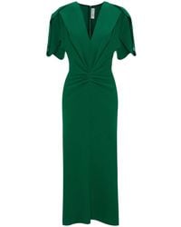 Victoria Beckham - Gerafftes Kleid mit V-Ausschnitt - Lyst