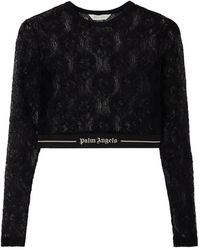 Palm Angels - Lace-Panel Long-Sleeve Top - Lyst