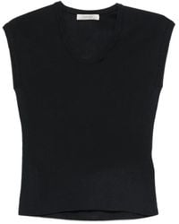 IVORY PARIS - Mia Ribbed-Knit Cap-Sleeves T-Shirt - Lyst