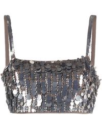 P.A.R.O.S.H. - Sequin-embellished Cropped Tank Top - Lyst