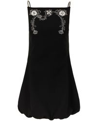 Rabanne - Floral-embroidery Wool-blend Dress - Lyst