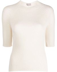 Mrz - Three-quarter Sleeve Ribbed Knitted Top - Lyst