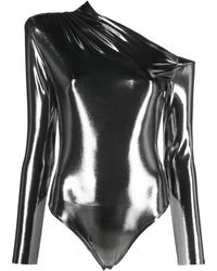 Nissa - Lamé-effect Asymmetric Bodysuit - Lyst