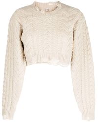 R13 - Cropped-Pullover mit Zopfmuster - Lyst