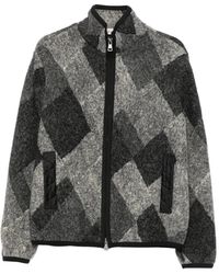 Moncler - Cardigan Zippé En Laine Mélangée À Motif De Losanges - Lyst