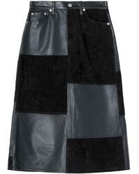 RE/DONE - Mid-rise Leather Patchwork Skirt - Lyst