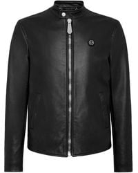 Philipp Plein - Logo-patch Leather Jacket - Lyst