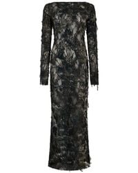 Roberto Cavalli - Maxi Feather-Embellished Lace Dress - Lyst