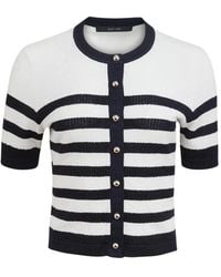 Toccin - Oakley Striped Button-Down Short-Sleeve Cardigan - Lyst