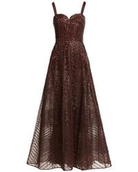 Elie Saab - Bead-Embroidered Midi Dress - Lyst