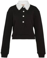N°21 - Sudadera Con Botones Y Cuello De Encaje - Lyst