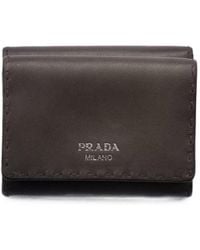 Prada - Small Antiqued Leather Wallet - Lyst