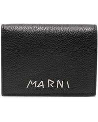 Marni - Logo-embroidered Leather Wallet - Lyst