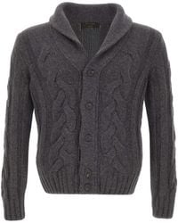 Gran Sasso - Cable-Knit Shawl-Collar Sweater - Lyst