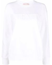 Valentino Garavani - Embroidered Logo Cotton Sweatshirt - Lyst