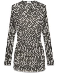 Saint Laurent - Long Sleeve Mini Dress - Lyst