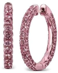 Graziela - 18K Rodhium And Sapphire Hoop Earrings - Lyst