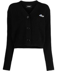 we11done - Logo-Patch Ribbed-Knit Wool Cardigan - Lyst