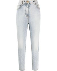 Balmain - Jeans chiaro slim a vita alta - Lyst