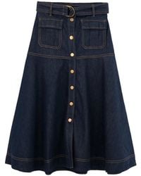 Zimmermann - Belted Button-Front Skirt - Lyst