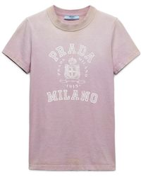 Prada - Vintage-Inspired Graphic T-Shirt With Unique Cutou - Lyst