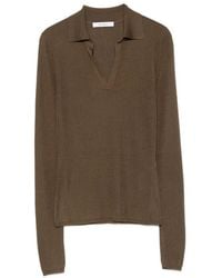 Max Mara - Ribbed-Knit Polo Sweater - Lyst