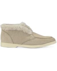 Doucal's - Shearling-Trim Suede Desert Boots - Lyst