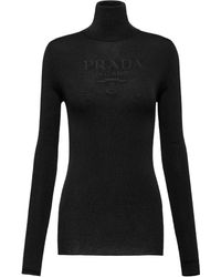 Prada - Logo-Intarsia Roll-Neck Jumper - Lyst
