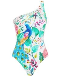 Gottex - Mayurika One-Shoulder Peacock-Print Swimsuit - Lyst