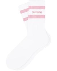 Sporty & Rich - Serif Logo-Embroidered Striped Socks - Lyst