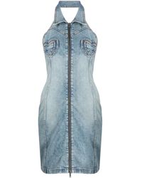 Moschino - Heart-Panels Denim Minidress - Lyst